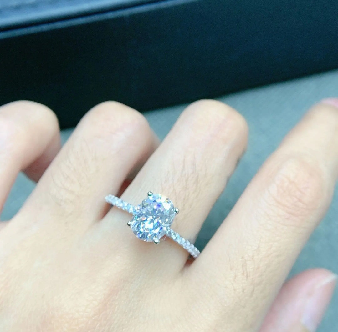 Carat Oval Cut Moissanite Ring for Women Classic 100% 925 sterling Silver D VVS1 Color Grade with GRA Certificate. - YeYesJewelryDesign