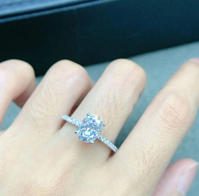 Carat Oval Cut Moissanite Ring for Women Classic 100% 925 sterling Silver D VVS1 Color Grade with GRA Certificate. - YeYesJewelryDesign