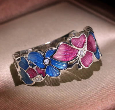 925 Sterling Silver Bohemia Drip Oil Leaf Rings. - YeYesJewelryDesign