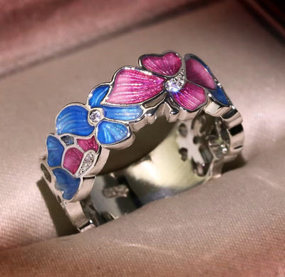 925 Sterling Silver Bohemian Drip Oil Leaf Ring for Women - YeYesJewelry&Design