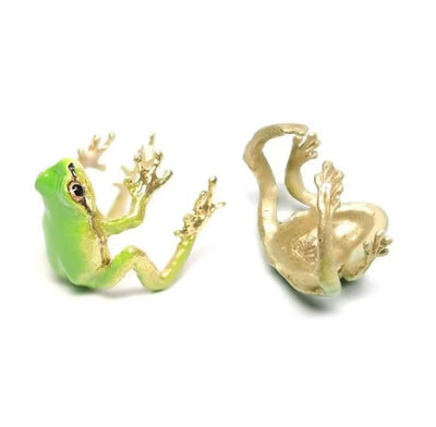 Mini Green Tree Frog Metal Adjustable Ring. - YeYesJewelryDesign