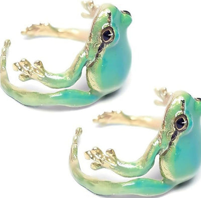 Mini Green Tree Frog Metal Adjustable Ring. - YeYesJewelryDesign