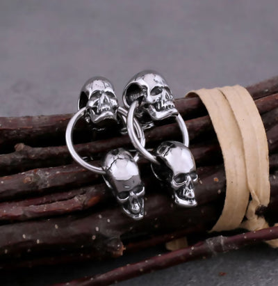 Gothic Double Skull Head Drop Stainless Steel Waterproof Earrings for Men and Women. - YeYesJewelryDesign