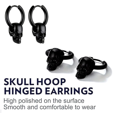Stainless Steel Vintage Skull Hoop Earrings for Men and Women. - YeYesJewelryDesign