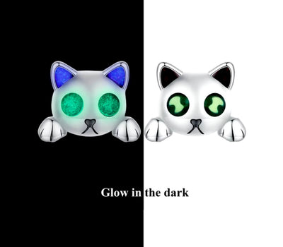 925 Sterling Silver Glow in the Dark Stud Tiny Earrings. - YeYesJewelryDesign