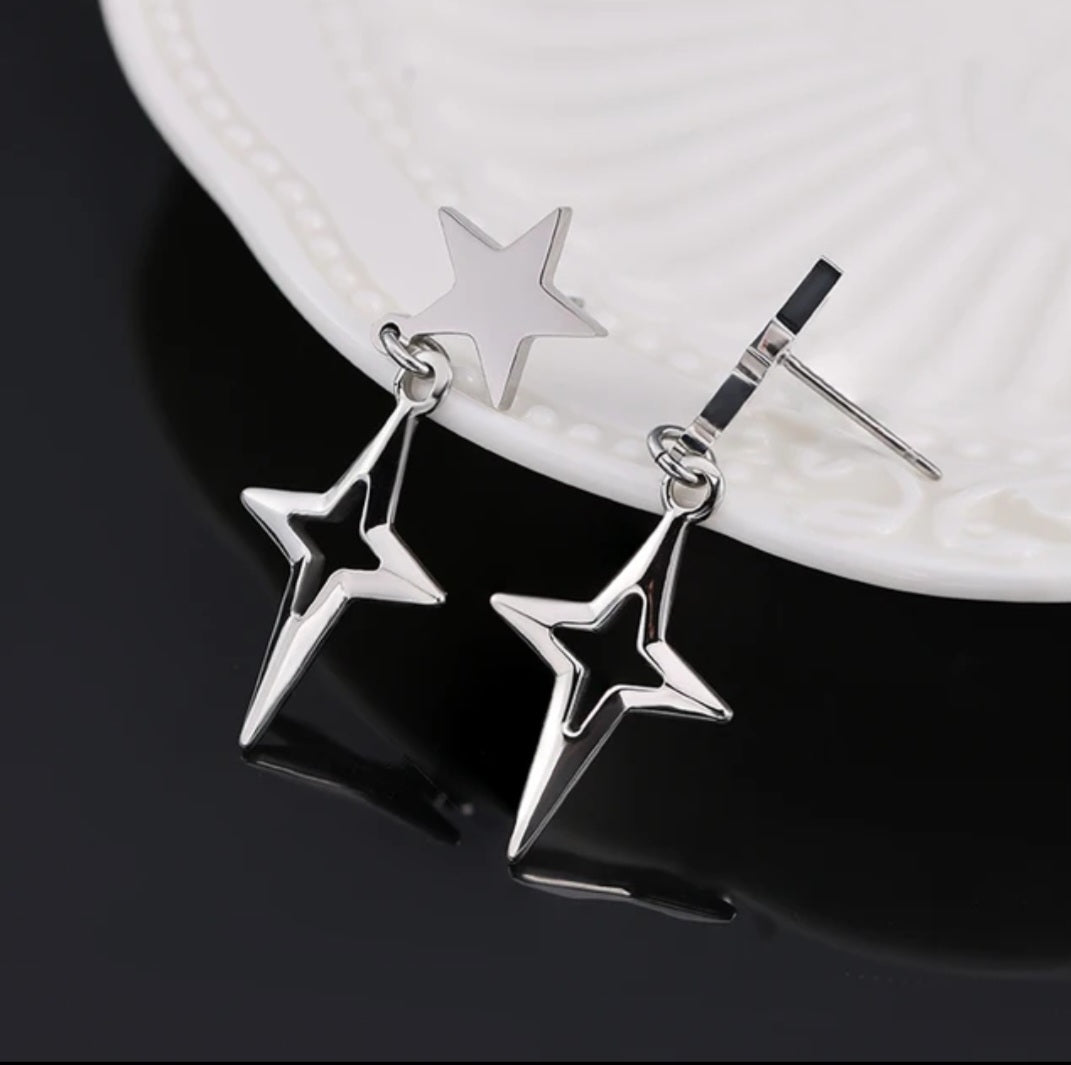 Stainless Steel Two Stars Stud Earrings. - YeYesJewelryDesign