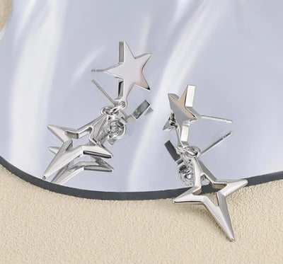 Stainless Steel Two Stars Stud Earrings. - YeYesJewelryDesign