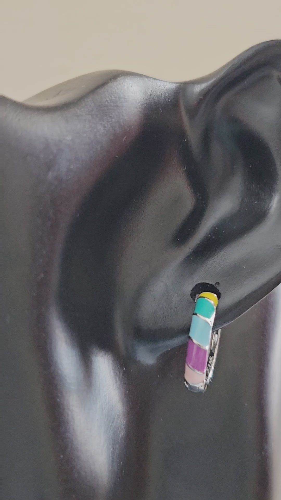 Glamorous and Colorful 925 Sterling Silver- Fashion Hoop Earrings.