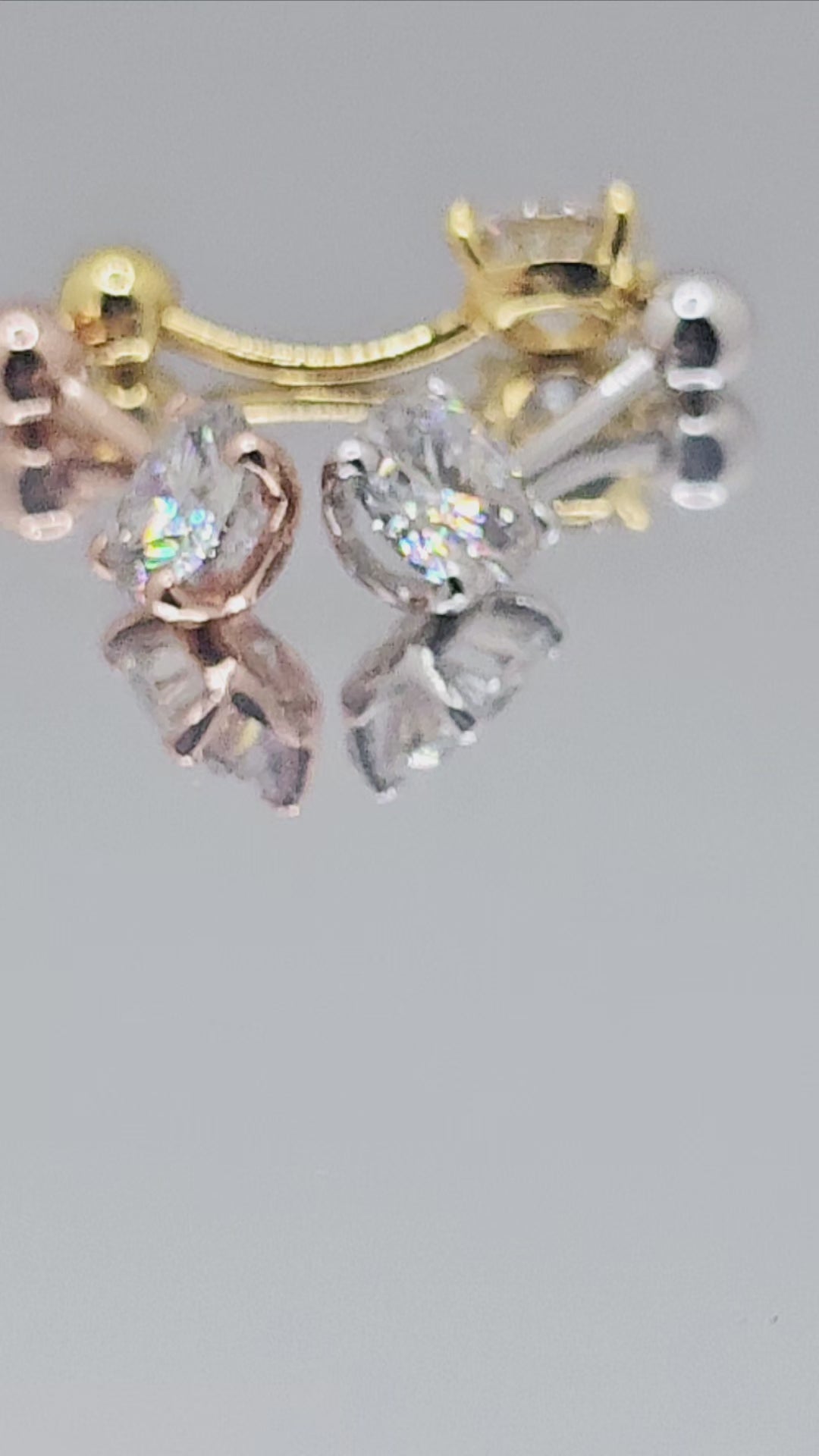 Moissanite Belly button Navel Piercing over 925 sterling silver.