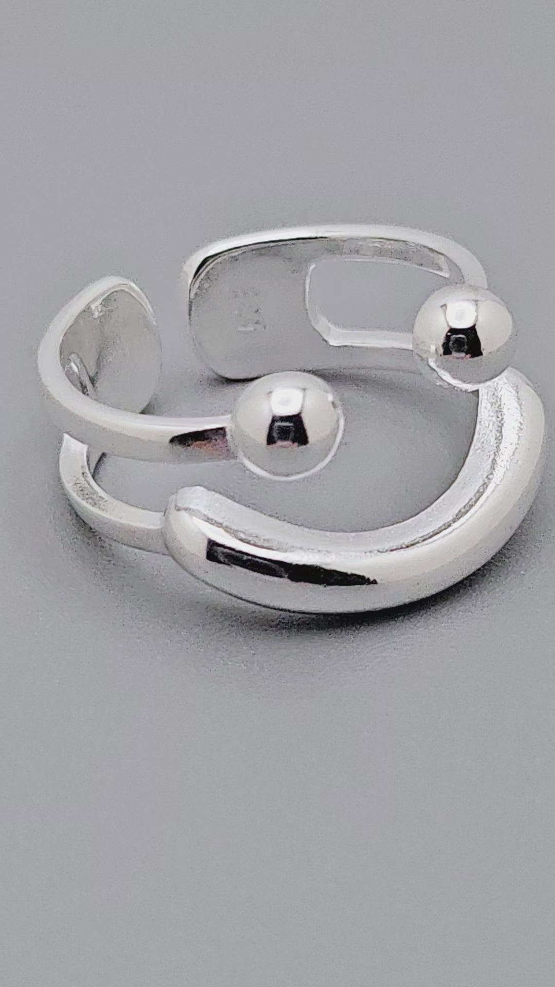 Smiley 925 Sterling Silver open ring, adjustable ring.
