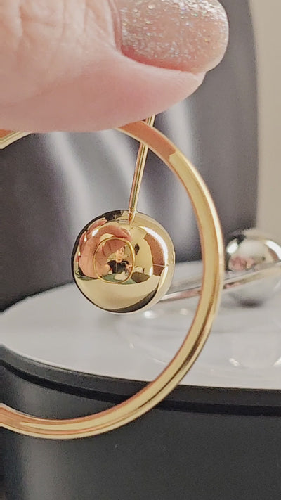 Stainless Steel PVD 18k Gold Plated Round Hollow Ball Bead Drop Earrings.