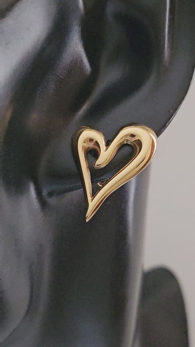 Stainless Steel Hollow Heart  Waterproof Hypoallergenic Stud Earrings.