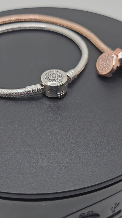 925 Sterling Silver Moments Snake Chain Bracelet with Logo.