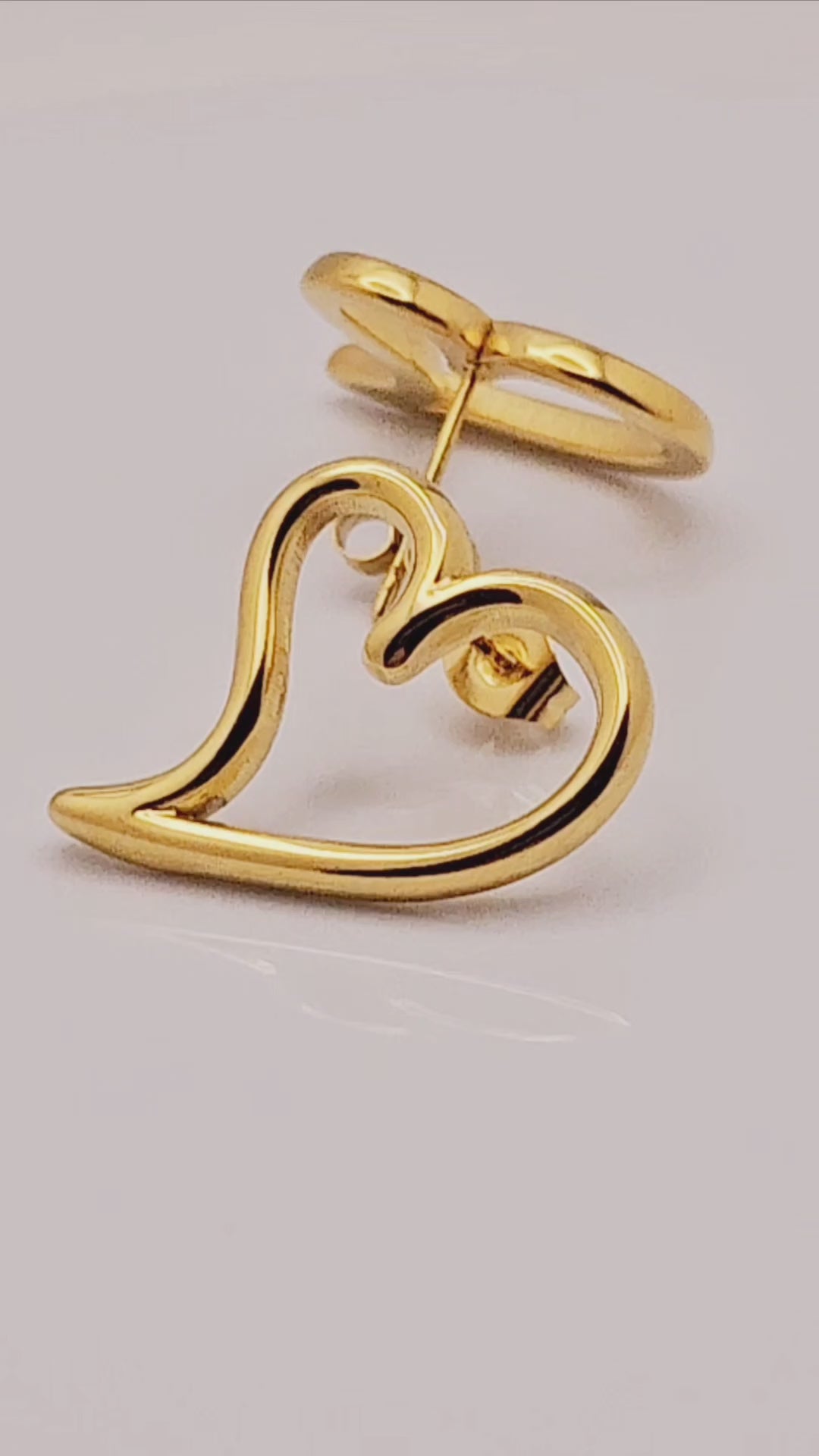 Stainless-Steel Heart Earrings Minimalist Hollow PVD Plated Stud Heart Earrings.