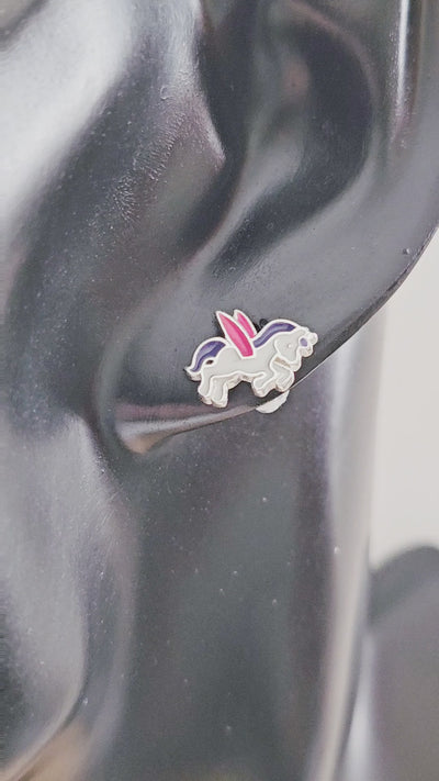 925 Sterling Silver Stud Tiny Animals Earrings.