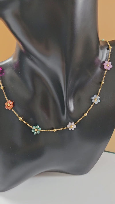 Stainless Steel Flower Necklace & Bracelet Set | Durable Jewelry